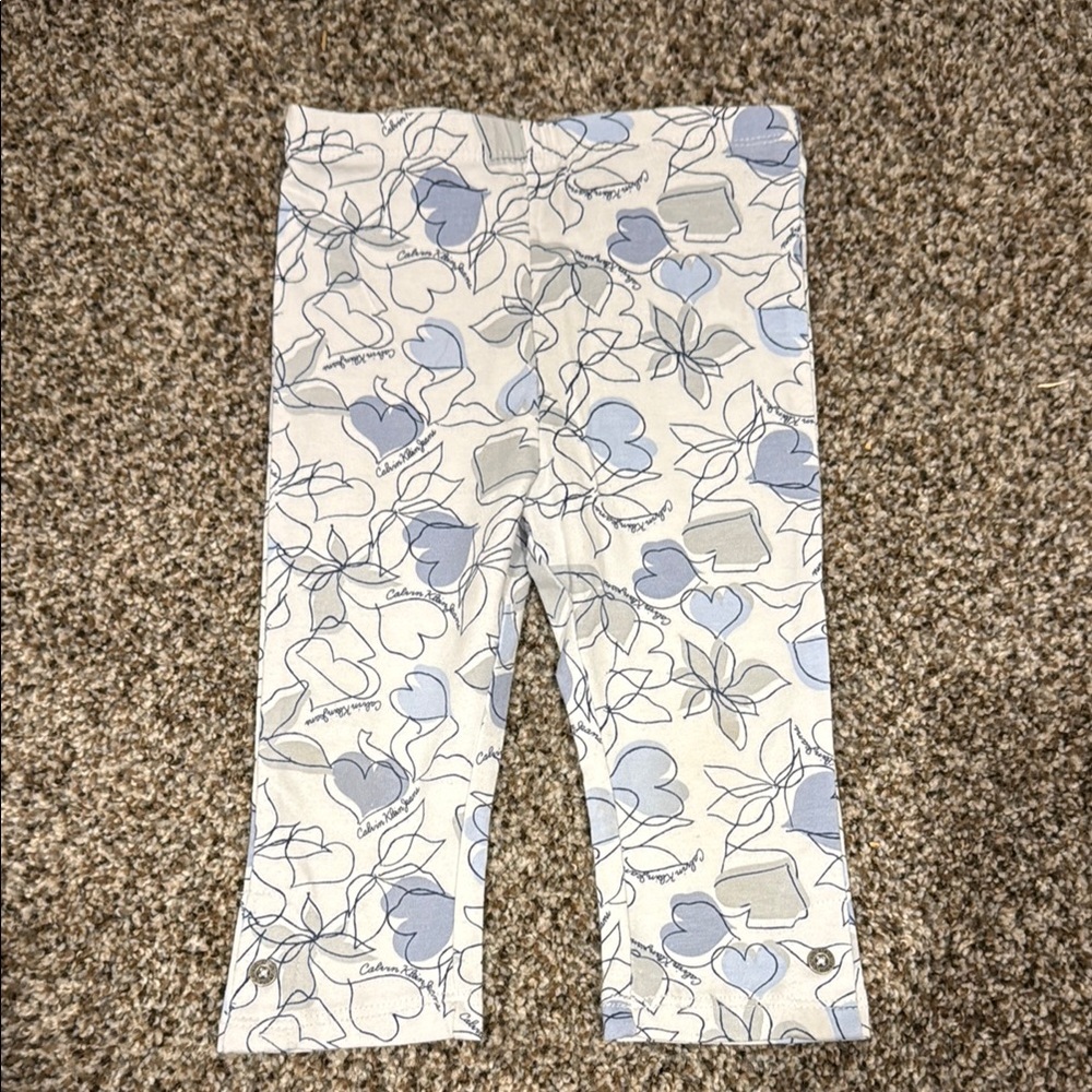 Calvin Klein Kids' White and Blue Patterned Leggings